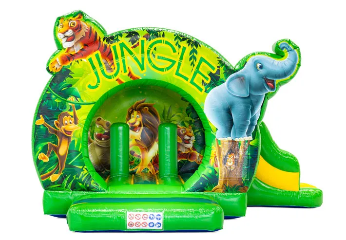 Chateau Gonflable Bouncedome avec Toboggan Jungle vue 2